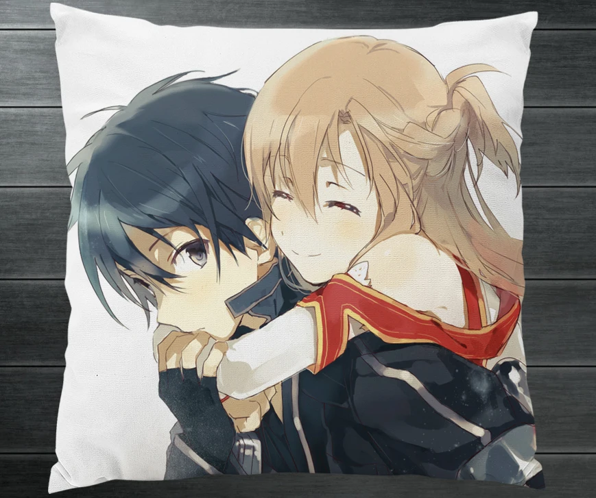 

Anime Novel SAO Sword Art Online Kirito Yuuki Asuna Two Side Pillowcase Hugging Pillow Cushion Case Cover Manga Cosplay Gift P14