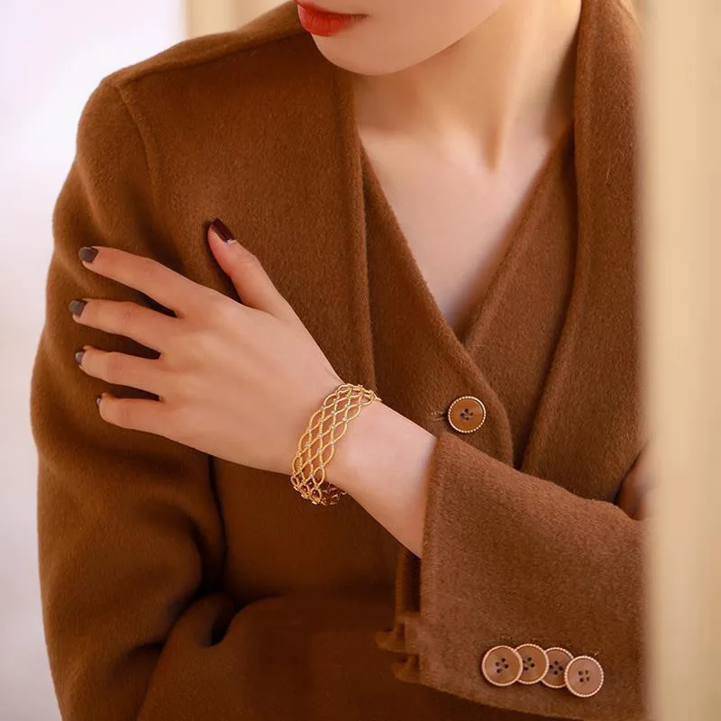 2023 модный циркониевый золотистый кружевной браслет Vermail манжета Открытый для