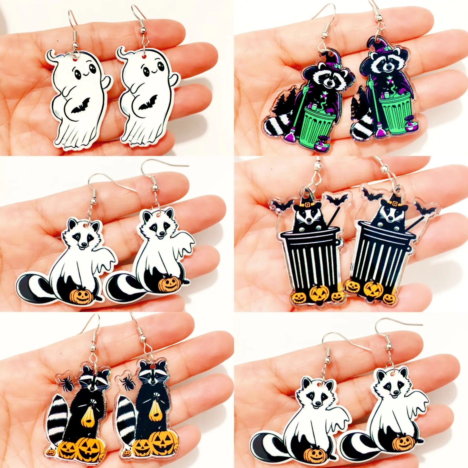 1 пара акриловые серьги-подвески в виде енота