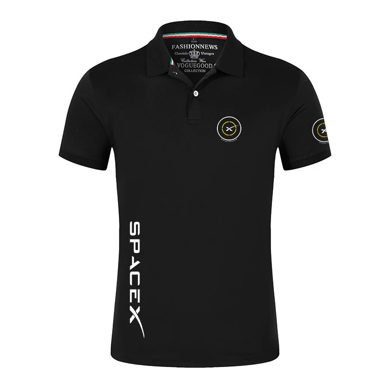 

2022 SpaceX Space X Logo Printing Men's Short Sleeve Polo Shirt Contrast Color Polo New Clothing Summer Streetwear Fashion Top