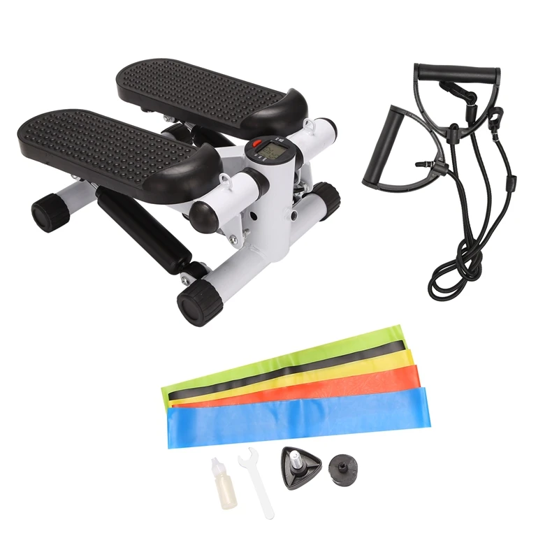 

New-Mini Stair Stepper with Resistance Bands and LCD Monitor Portable Stair Climber Exercise Machine for Full Body Workout