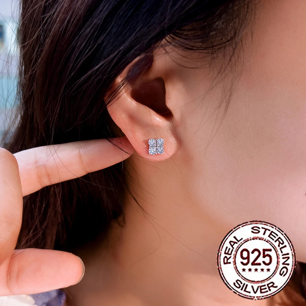 QooLady очаровательные серьги-гвоздики из стерлингового серебра 925 пробы с