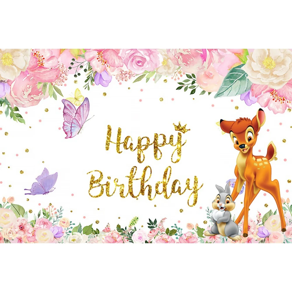 Принцесса Бэмби оленя Thumper цветок бабочка джунгли лес индивидуальный фон