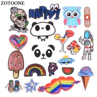 zotoone iron on panda owl skull patches applique embroidery astronaut star letter patch diy stickers on clothes jacket fabric e