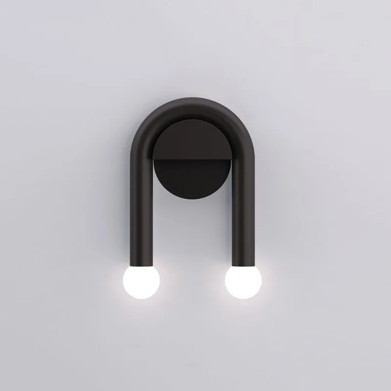 

Nordic Double Head Wall Lamp Ins Modern Black Iron for Living Room Bedroom Loft Decor Led Bedside Wall Light Fixtures
