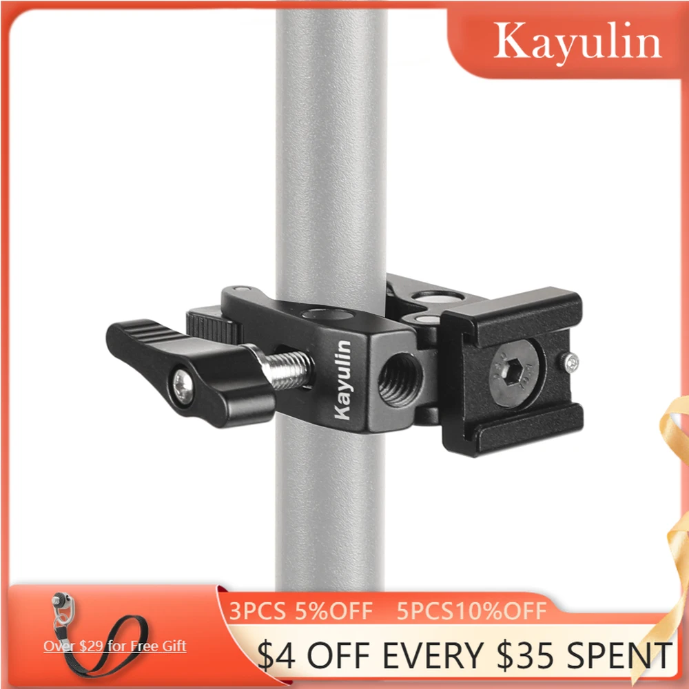 

Kayulin Super Clamp Crab Pliers Clip With 1/4" 3/8"Thread Hole Cold Shoe Mount Adapter For DSLR Camera Accessory
