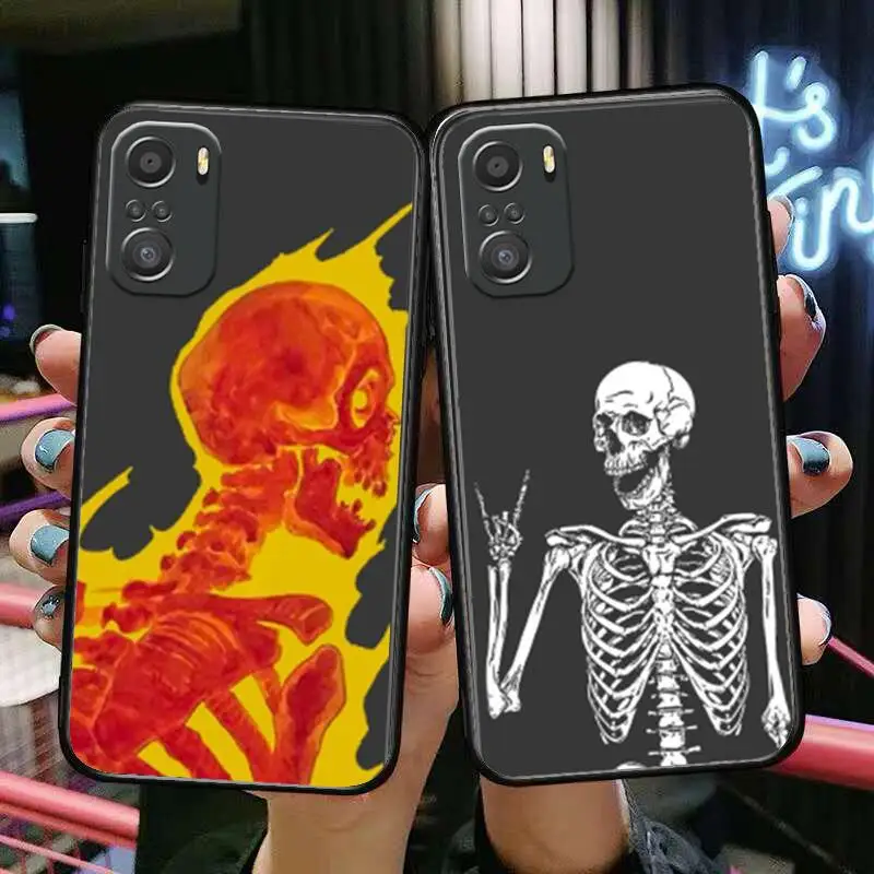 

Cartoon Skull Phone Case For xiaomi mi 11 Lite pro Ultra 10s 9 8 MIX 4 FOLD 10T 5g Black Cover Silicone Back Prett
