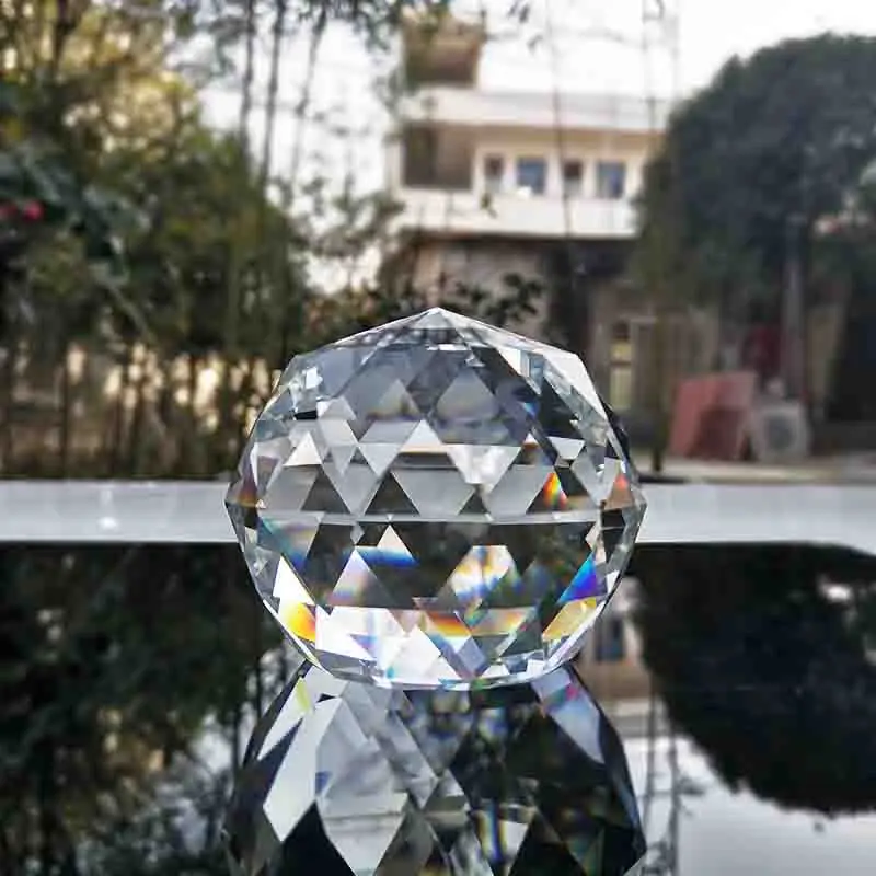 

60 мм Хрустальный одношарообразный стеклянный граненый шар пресс-папье с плоской ручкой шар Декор для гостиной фигурка