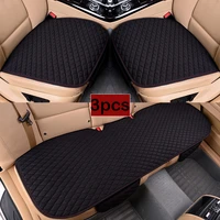 luxury 3pcsset flax car seat cover front rear linen fabric cushion breathable protector mat pad interior styling truck suv van