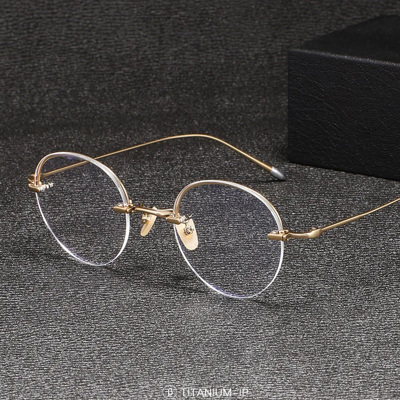 

Top Designer Handmade Titanium Computer Prescription Glasses Frames Men Women Retro Ultralight Round Eyeglass Frame Eyewear