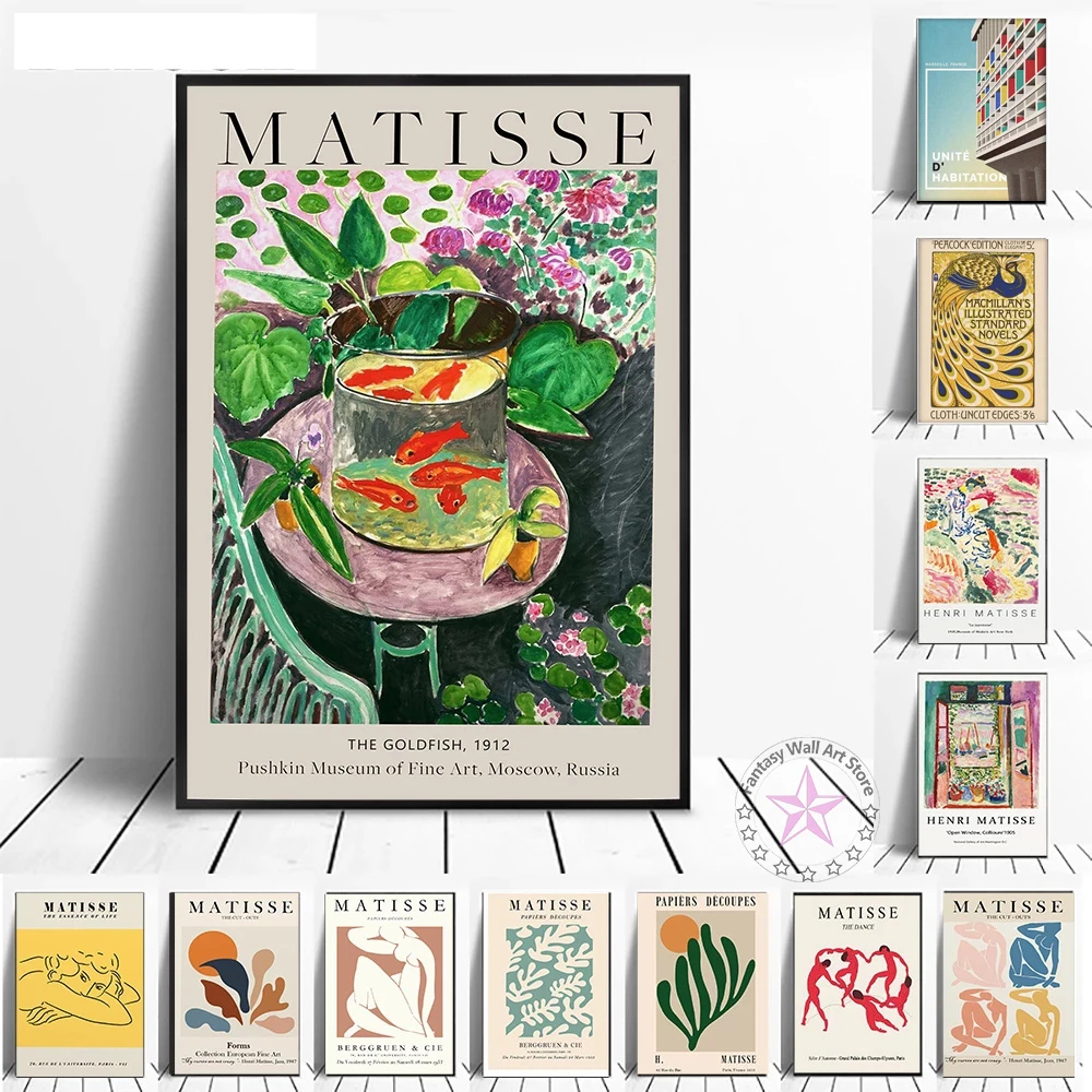

Henry Matisse Retro Poster Abstract Landscape Portrait Painting David Hockney Exhibition Wall Art Canvas Print Modern Home Decor