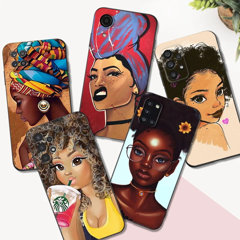 Черный чехол из ТПУ для Samsung Galaxy A03 SM-A035 Core A03S A13 A23 LTE A33 A53 A73 4G 5G африканских девушек