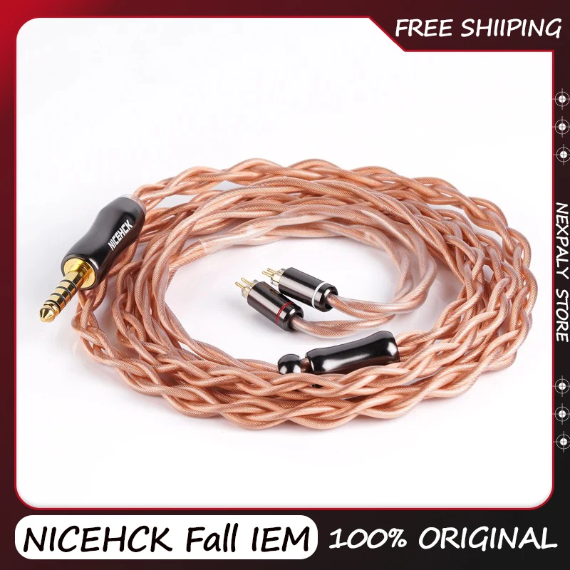 Фото Кабель NICEHCK Fall IEM Upgrade Cable 18.6 AWG, двухслойный коаксиальный, из ультрачистой монокристаллической меди, с позолоченным разъемом OFC 4.4 мм, 2-контактный №1