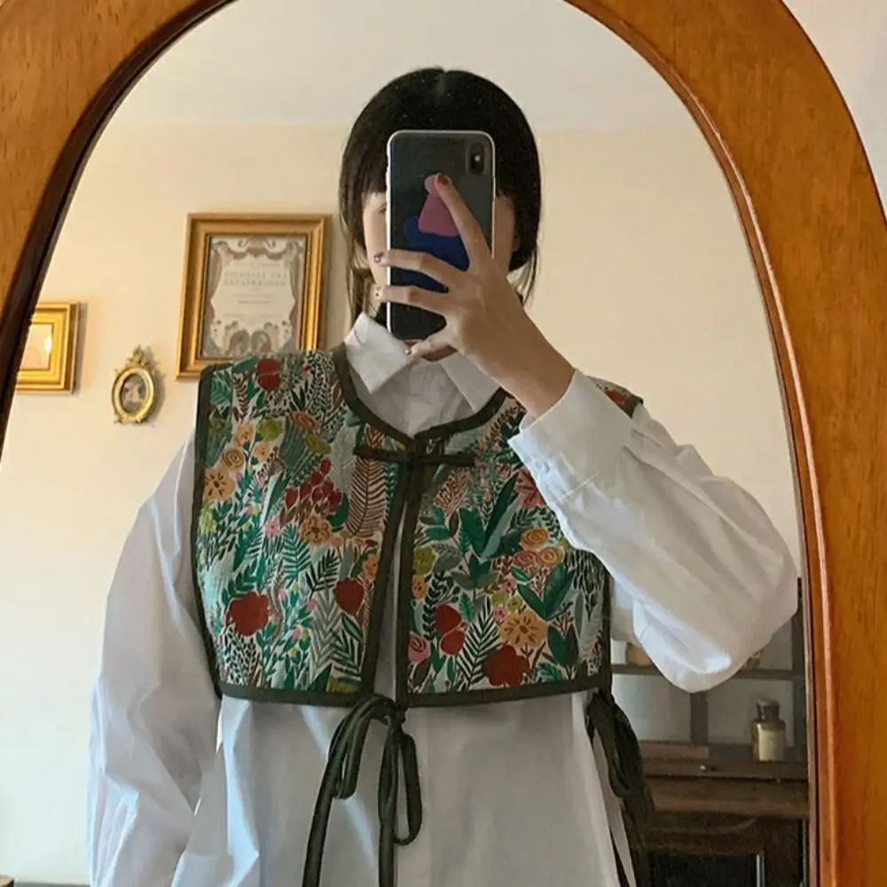 Модные Наплечные повязки с вышивкой Съемная винтажная шаль цветочное пальто