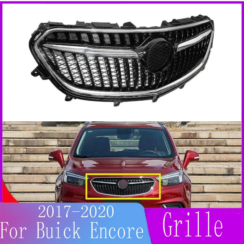 

With Logo For Buick Encore 2017 2018 2019 2020 Car Accessory Front Bumper Grille Centre Panel Styling Upper Grill 17 18 19 20
