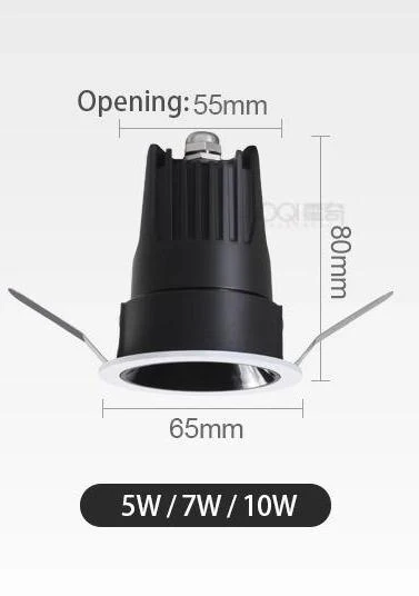Светодиодный водонепроницаемый прожектор IP65 Встраиваемый круглый точечный светильник с небольшим отверстием 55 мм Потолочный светильник для ванной комнаты Туалет Кухня Балкон Дом