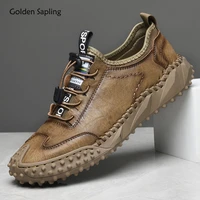 golden sapling leather casual shoes for men soft rubber loafers fashion outdoor man shoe classic footwear vintage driving flats