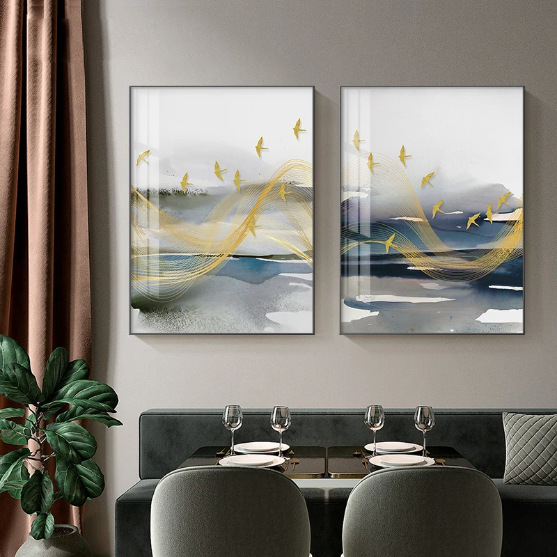 

Modern Landscape Painting New Chinese Canvas Wall Art Posters Print Mountains Home Decoration Pictures for Living Room Bedroom