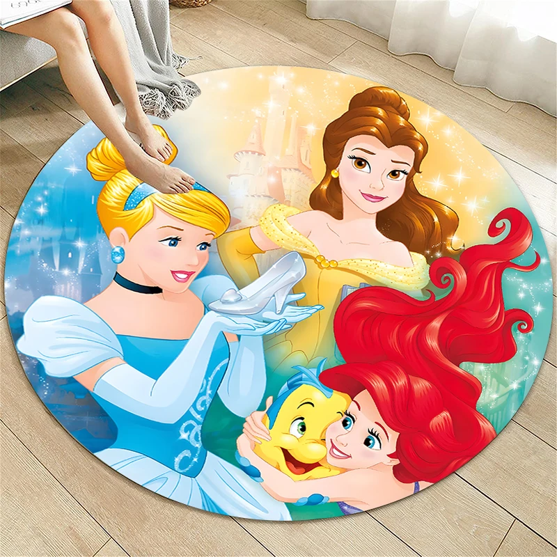 Мультяшный круглый ковер принцессы с HD-печатью для гостиной коврики милый