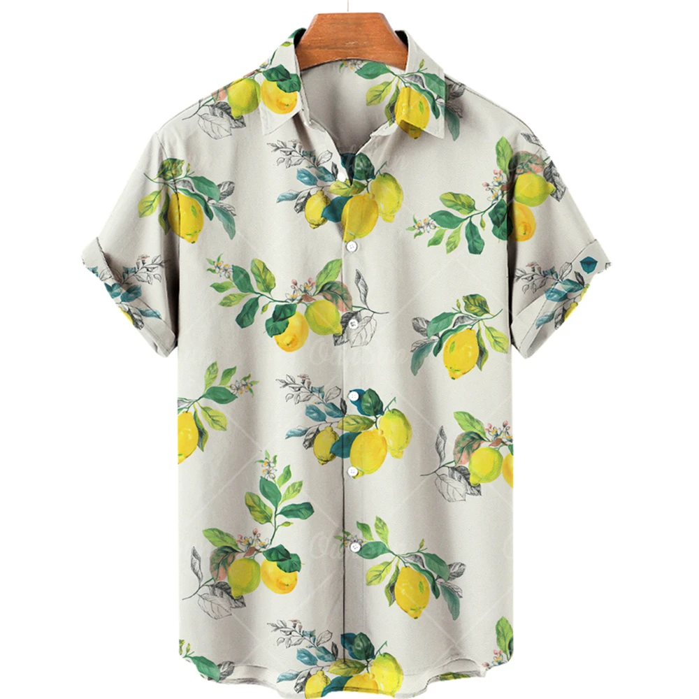 2022 Fashion Summer Fruit Pattern 3D Printed Men's Shirt Short Sleeve Top Unisex Loose Casual Vacation Beach Hawaii Top 5XL