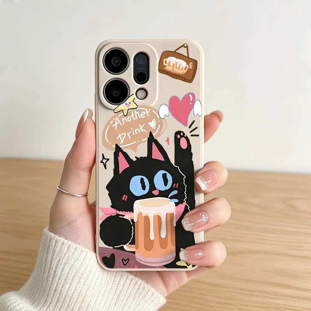 Фото Мягкий чехол для телефона с рисунком Heinz Black Cat Ketchup Shell для OPPO Reno 15 14 13 11 12 FS 9 8 7 6 Pro Max Lite F SE 5G Pro Plus №3