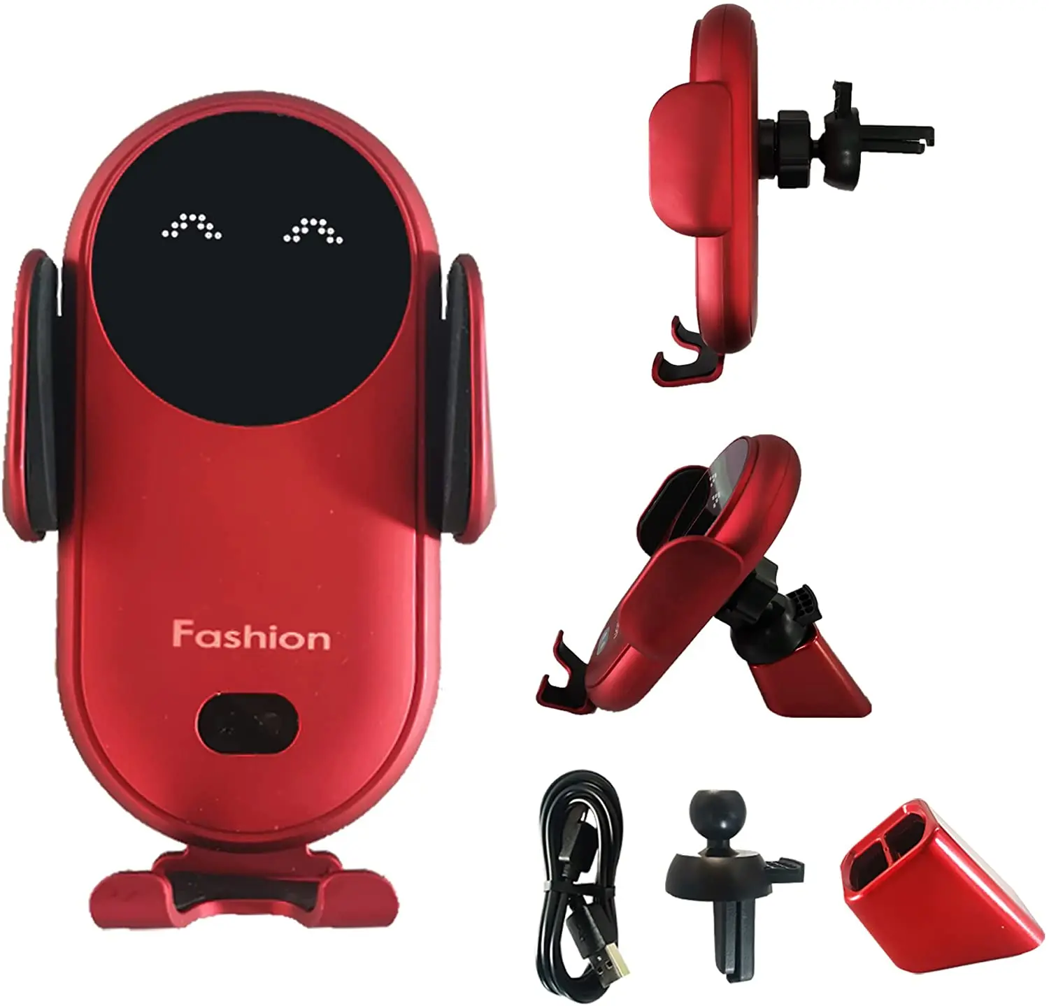 

Беспроводное Автомобильное зарядное устройство с креплением для автомобиля, с держателем на присоске, быстрая зарядка со смайликом, умный ...