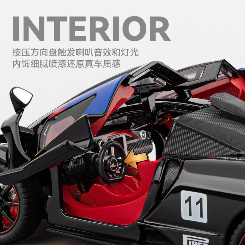 Модель суперкара McLaren GTR 1:24 из литого сплава, 3 открывающиеся детали, звук, свет, инерционный механизм, для коллекционеров и хобби-энтузиастов, для демонстрации (art.: 3920da72d7beb) - 3920da72d7beb
