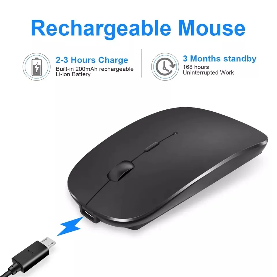 

Hot Sales Mouse Rechargeable Bluetooth Mouse Noiseless Mause Wifi Mice USB Mice For PC Desktop laptop accessories Ergonomic