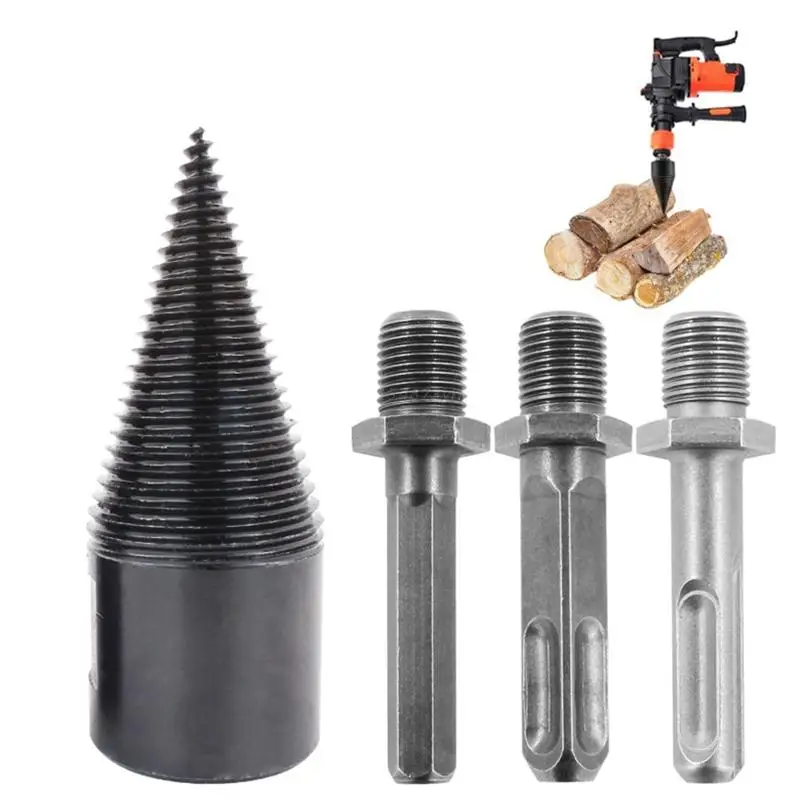 

Firewood Log Splitter Drill Bit Removable Cones Kindling Wood Splitting Logs Bits Heavy Duty Electric Drills Screw Cone