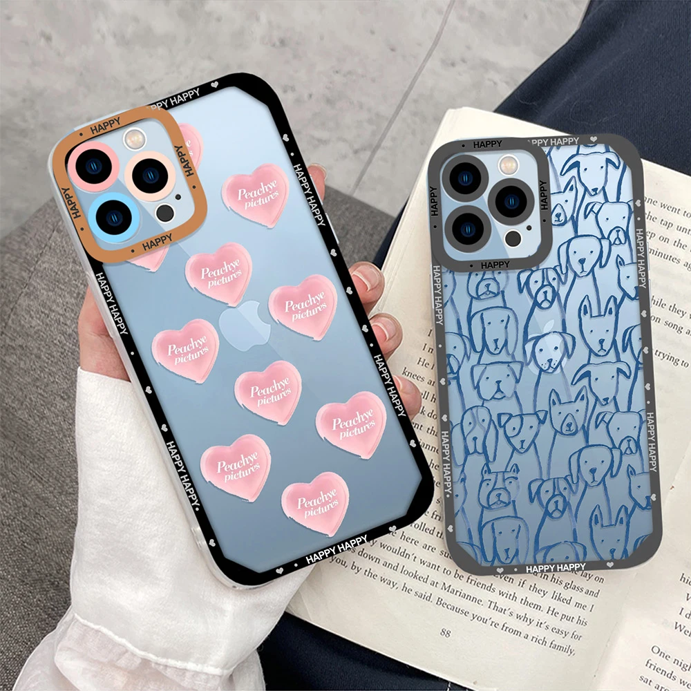 

Love Heart Dog for IPhone 11 Pro Max Case for IPhone 13 12 Mini XS X XR 7 8 Plus SE2020 Lens Protection Shockproof clear Fundas