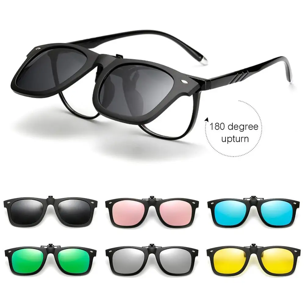 Поляризованные очки для вождения с близорукостью зеркальные клипсой UV400 ретро