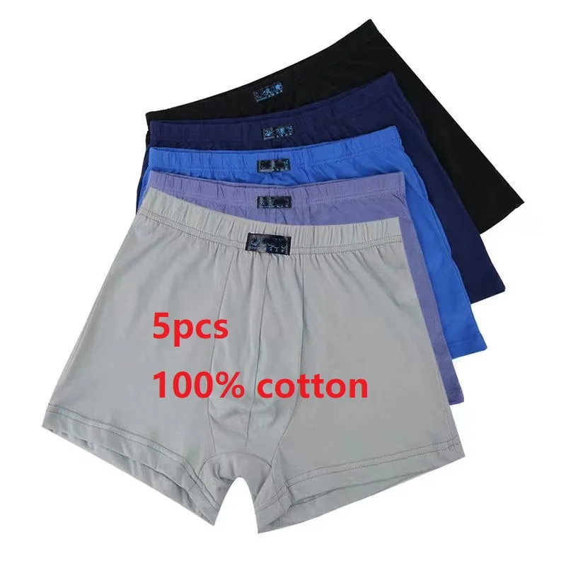 5pcs/Lot Men's Underwear Pure Cotton Boxer Shorts Large Size Loose Cotton Men's Underwear Big Boxers 5XL 6XL Plus
