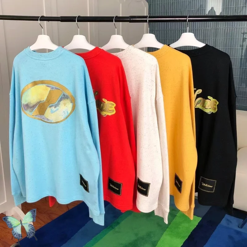 

Welldone 2022 Autumn Winter Bronzing Letters Full Splash Ink Oversized Casual We11done Pullover Sweatshirt