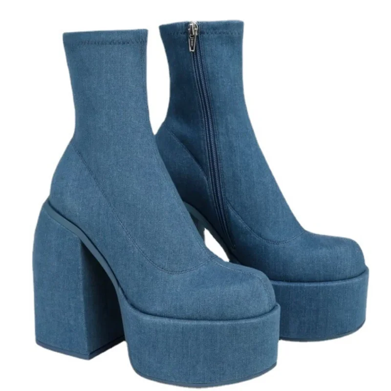 Luxury Brand New Female Thick Bottom Ankle Boots Fashion Thick High Heels Women's Boots Party OL Sexy Platform Shoes Woman