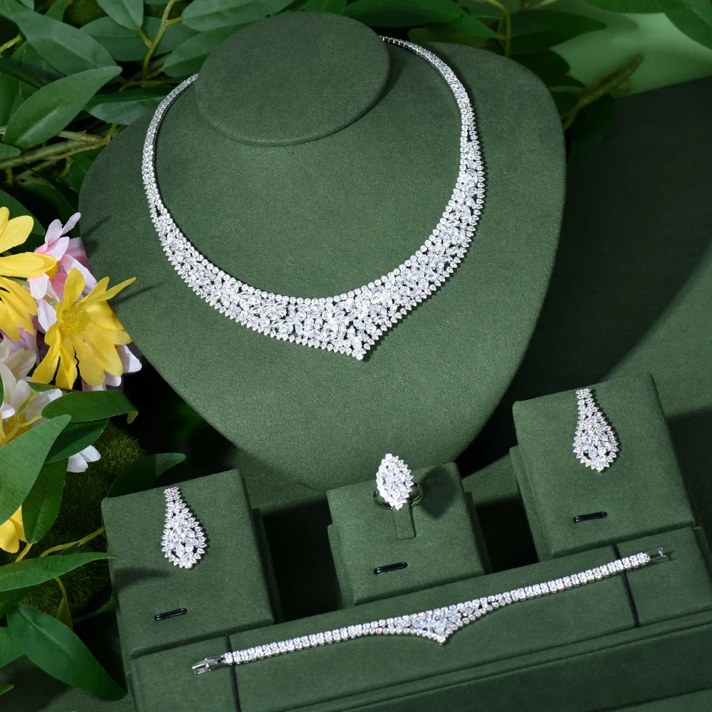

Luxury Geometric 4PCS UAE Jewelry Set For Women Wedding Party Zircon Indian African DUBAI Bridal Jewelry Set N-85