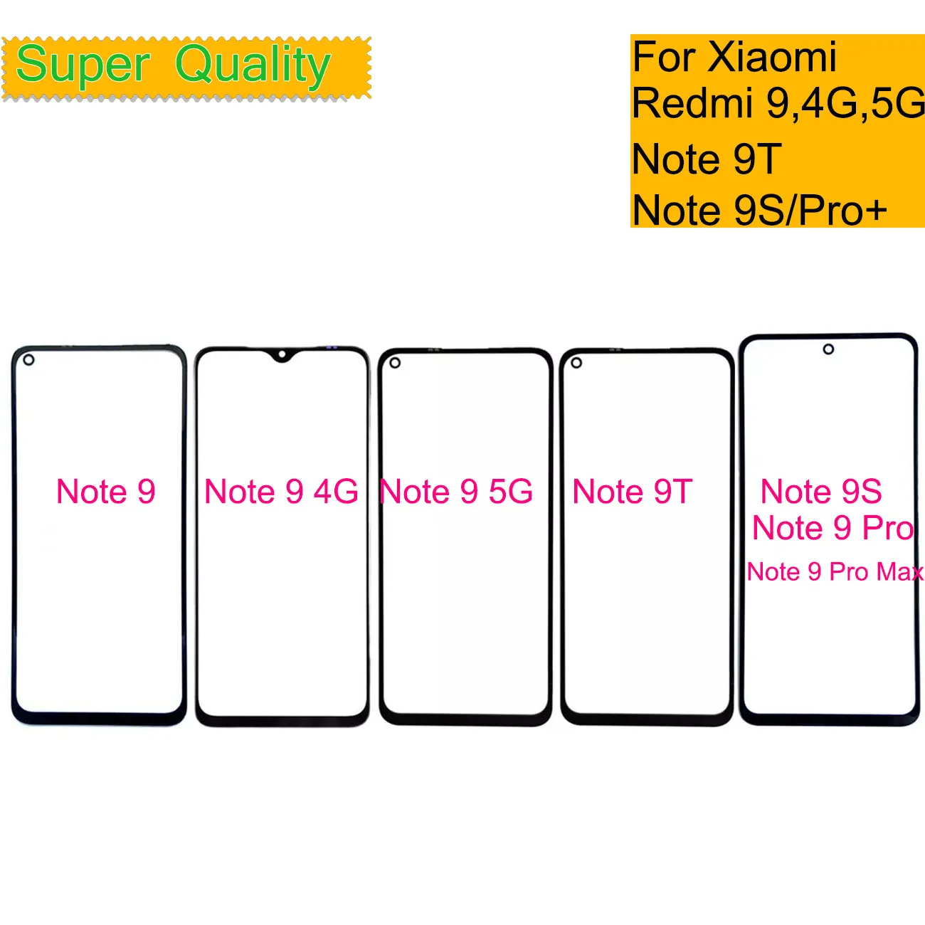 

Replacement For Xiaomi Redmi Note 9S 9 Pro 9T Touch Screen Panel Front Outer Glass Lens For Redmi Note 9 Pro 5G Glass With OCA