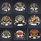 Новинка 2022, мужское кольцо в стиле ретро с логотипом фремазон, двухстороннее кольцо из металлического сплава с изображением орла, Льва, черепа, Креста