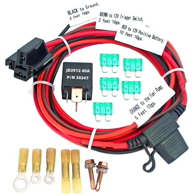 

Universal Car Relays & Socket Kit Electric Fan Relay Waterproof Relay With Fuel Pump Wiring Harness 5 Pin SPDT