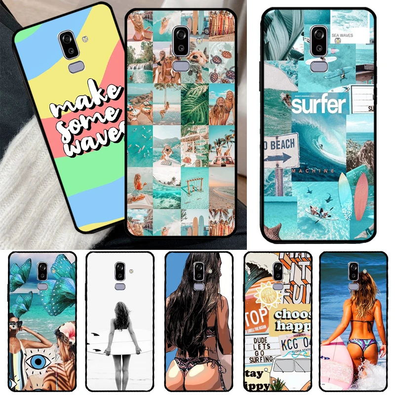 Чехол Surf Beachy Blue Summer Collage для Samsung Galaxy J7 J5 J3 2016 J1 A3 A5 2017 A6 A8 J4 J6 Plus A9 2018.