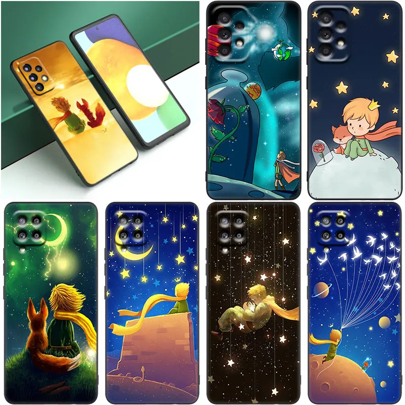 Милый мультяшный Маленький принц черный чехол для Samsung Galaxy A53 A52S A73 A12 A13 A72 A32 A33 A22 A23 Φ A21S A31 A50 A51 A70 A71