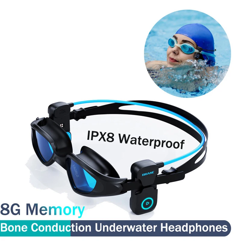 

Wireless Sport Swimming Running Earphone Bone Conduction Bluetooth IPX8 Waterproof Headphone with 8G RAM Mp3 Music Microphone
