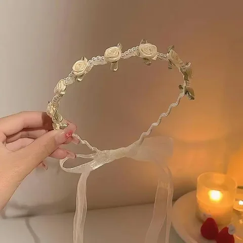 Luxurious Elegant Rose Vine Headband Accessories Headdress Girls Metal Flower Tiara Hairbands Wedding Hair Hoop Women