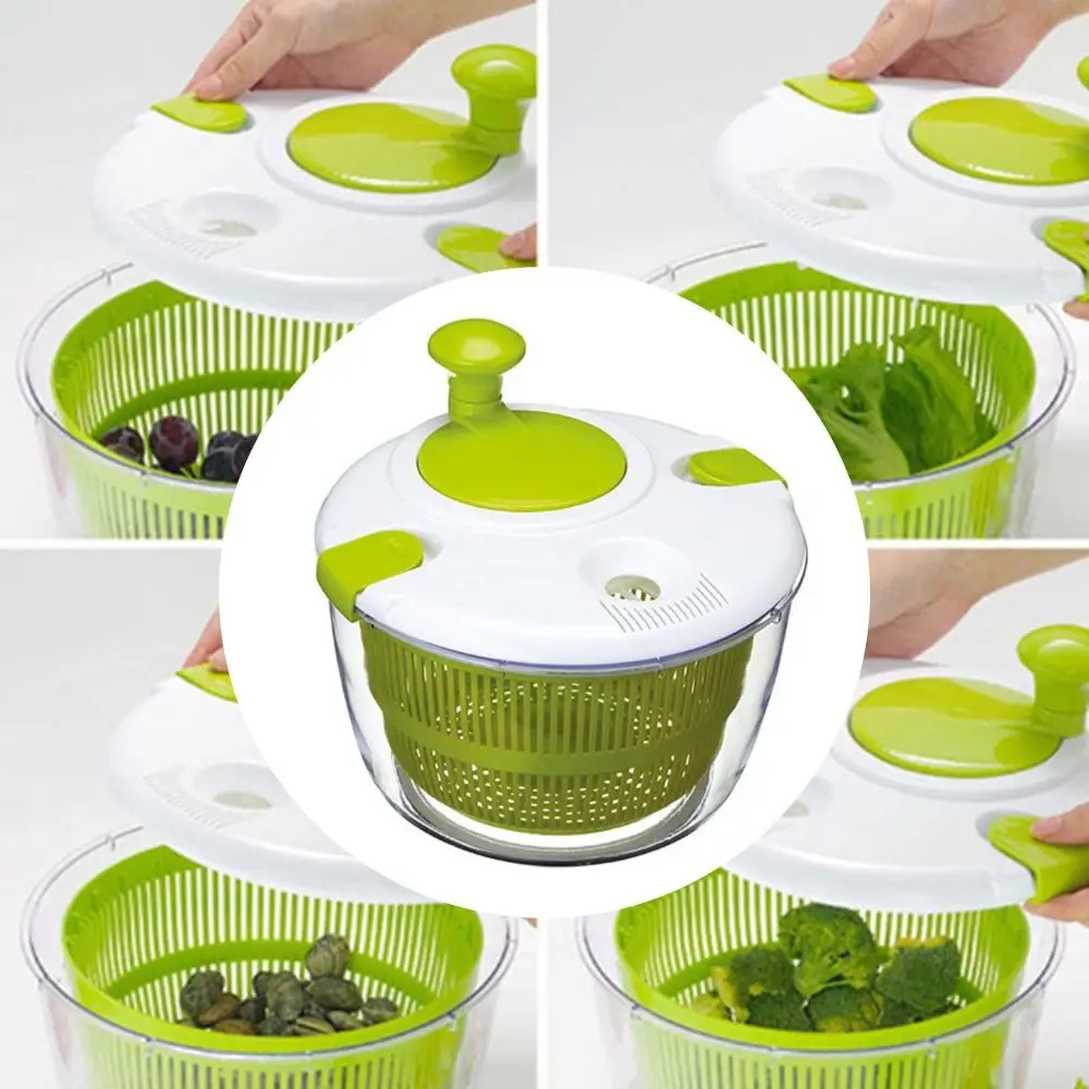 

High Quality Portable Large Practical Lettuce Veg Drainer Salad Leaf Spinner Salad Colander Plastic Bowl Dryer