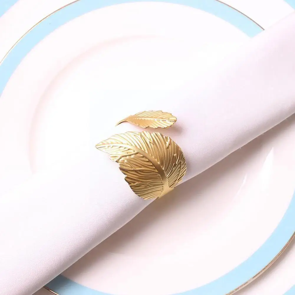 

Creative Leaves Feather Napkin Buckle Holders Suitable For All Kinds Of Cloth Napkins, Towels Wedding Party Dinner Tab A5B8