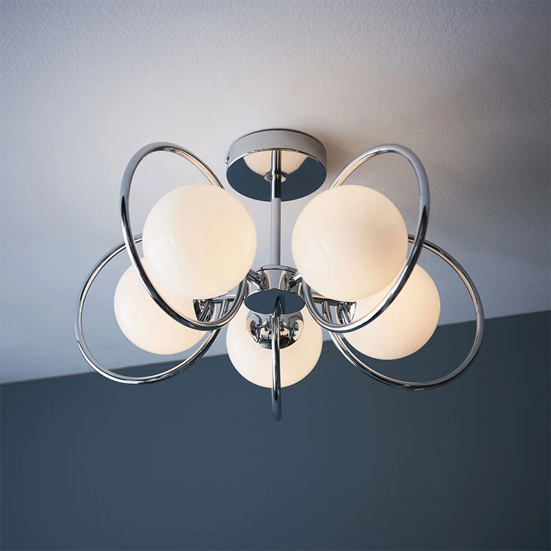 

Modern LED lamp personality ceiling chandelier creative Nordic glass circular lighting indoor lamp bedroom dining room