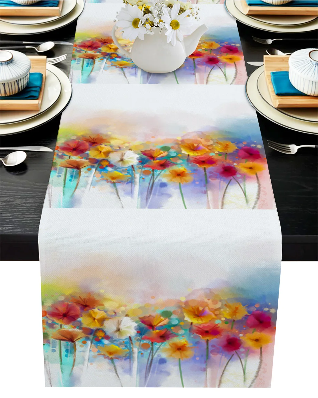 

Flower Watercolor Wedding Table Decoration Coffee Table Decor Dinner Table Decoration Table Runner Luxury