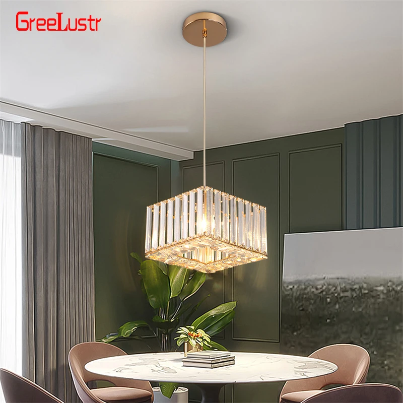 Квадратная Хрустальная подвесная люстра K9 скандинавский комнатный потолочный
