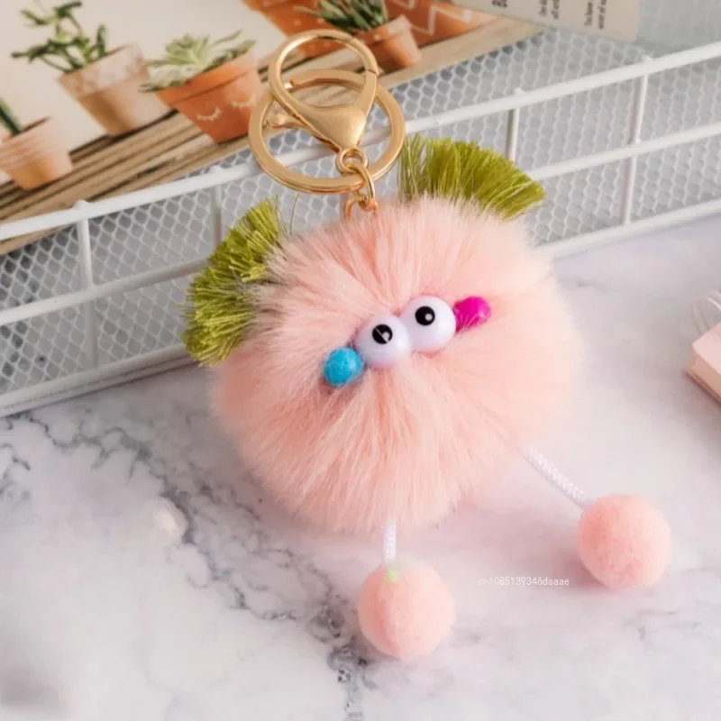 Брелок с помпоном в виде мультяшного животного милый плюшевый кулон большими