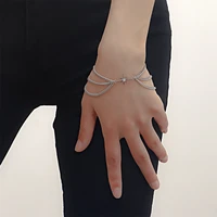 simple ladies trendy silver color metal chain bracelets for women finger bohemia girls trendy jewelry accessories