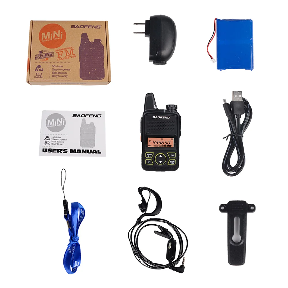 2PCS Baofeng BF-T1 Talkie Walkie 2 Way Radio UHF 400-470MHz BF T1 Walkie-talkie Handheld Radio Portable Mini Wireless Intercom